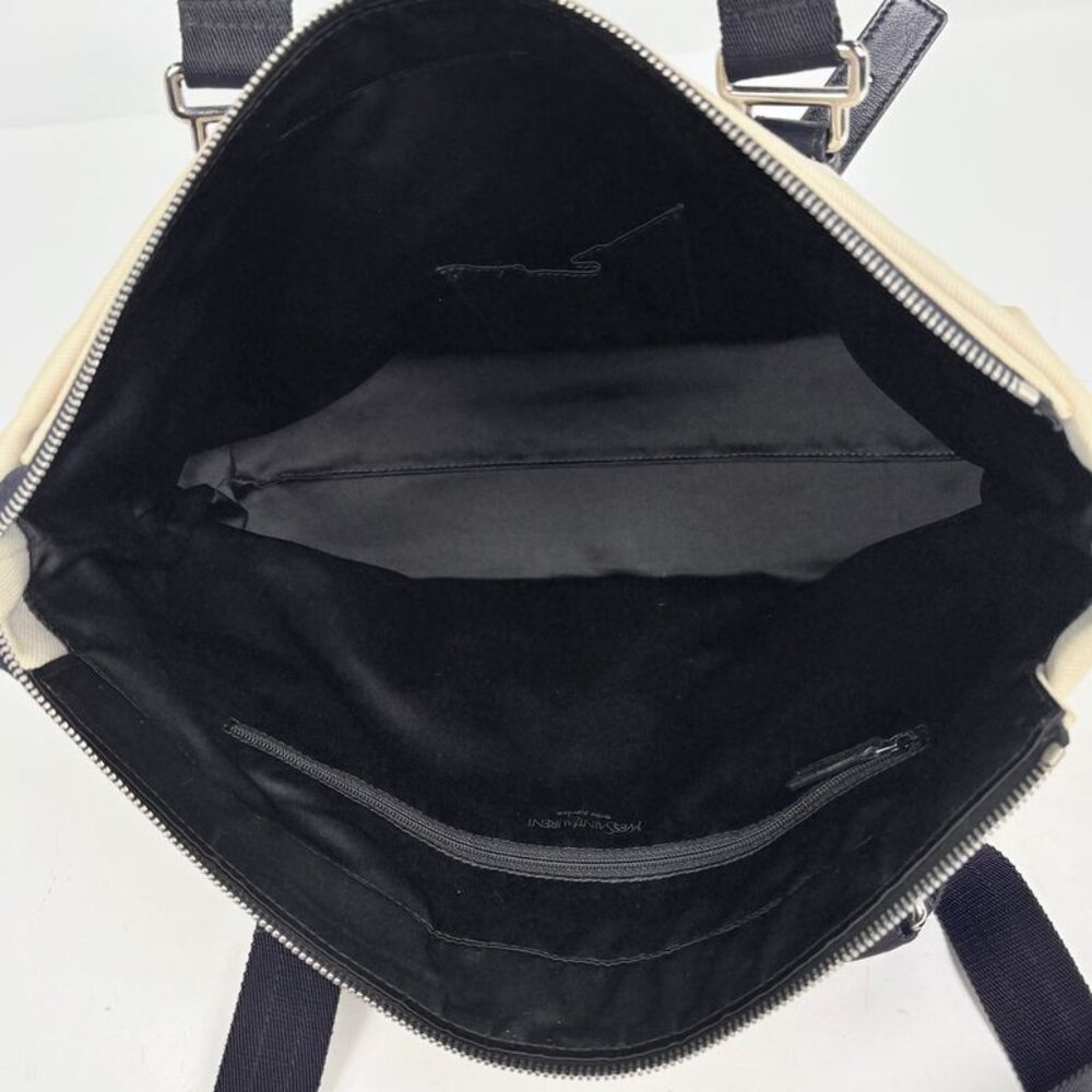 Yves Saint Laurent Logo Tote Bag Canvas Natural Black - Picture 8 of 9